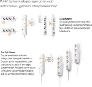 Multi-Let Siyah Dörtlü Priz Topraklı Kablolu Çocuk Korumalı 3 mt
