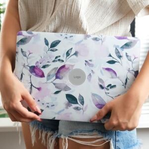 MacBook Air 13 Inç Kılıf A1369 A1466 Uyumlu Mor Çiçek Desenli Hard Case Sert Koruyucu Kapak Floral Printed Laptop Case 2010-2017 Beyaz