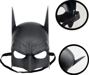 Siyah Renk Çocuk Boy Arkadan Lastikli Batman Maskesi A Kalite  20X14 cm
