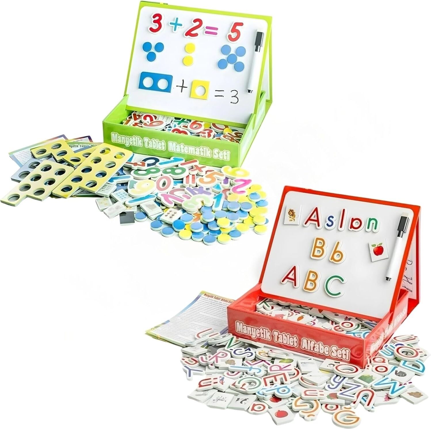 Eğitici Manyetik Harfler ve Manyetik Matematik Sayı Seti - Magnet Yazı Tahtası Alfabe Sayılar