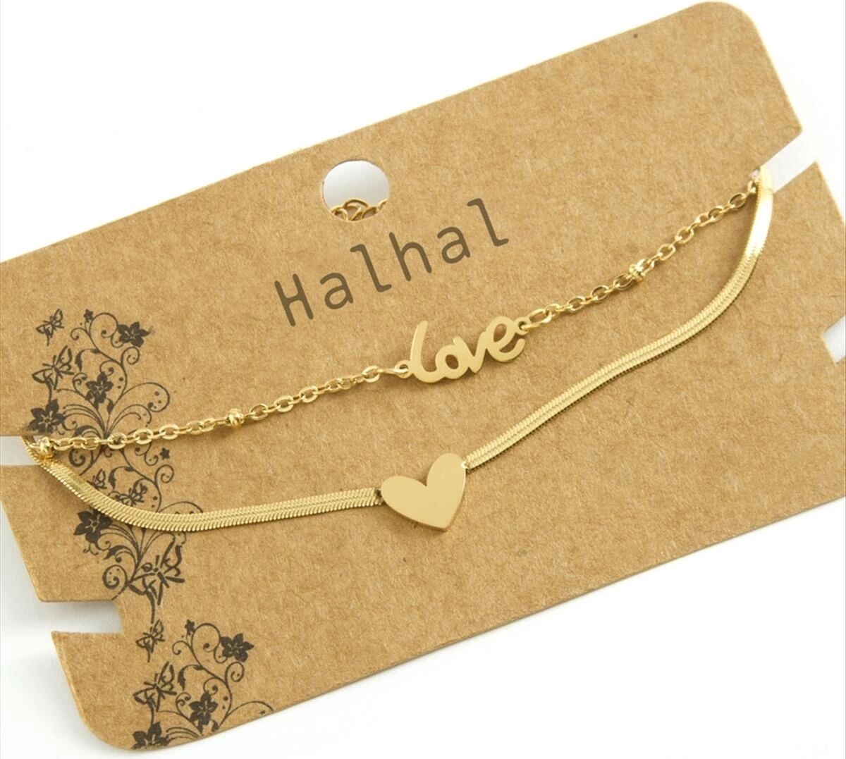 Kalp Love Yazılı Lüks Çelik Halhal