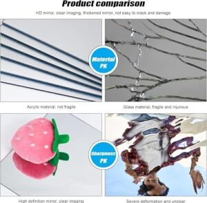 2 Adet Kendinden Yapışkanlı Akrilik Pleksi Ayna, Esnek Dekoratif Sticker Duvar Aynası, Kırılmaz, Hafif, Kolay Montajlı Modern Süsleme, Ev, Ofis, Banyo ve Çocuk Odası Için Gümüş, 30X30 cm