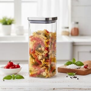 Balsa 1400ML Sızdırmaz Vakumlu Metal Kapaklı Borosilikat Cam Kavanoz – Hava Geçirmez & Dayanıklı Gıda Saklama Kabı (10CM x 21CM)
