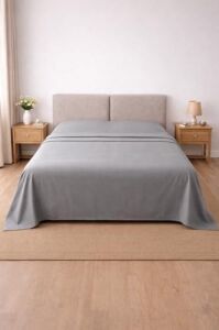 COTTONEST%100 Pamuk Düz Çarşaf 240X260 cm Çift Kişilik Büyük Boy Çarşaf – Yumuşak, Nefes Alabilen, Dayanıklı Tek Parça Üst Çarşaf (Gri)