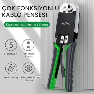 RJ45 RJ11 RJ12 Jack Çakma Pensesi 6p/8p Ağ ve Telefon Kablosu Jak Kesme Soyma Sıkma Aleti