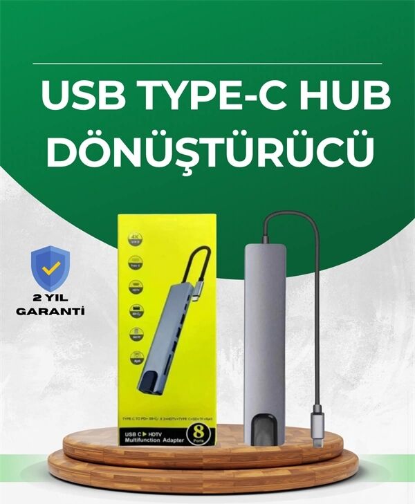 Type‑c Dönüştürücü – 2×usb3.0, Sd/ms, 4K HDMI & RJ45 ile Profesyonel Kullanım