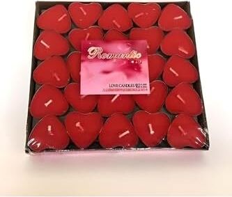 50'li Kalp Kırmızı Tealight Mum