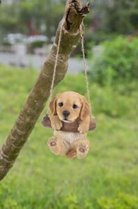 Hi-Line Gift Ltd Hi Line 87704-I Asılı Golden Retriever Köpek Yavrusu Dış Mekan Heykelcik, Taba Kahverengi