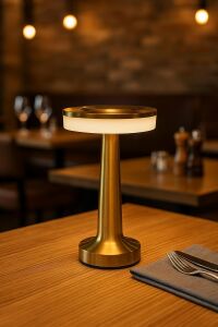 Oslo Gold Şarjlı Dokunmatik Masa Lambası – 3 Renk Modu (6500K/3200K/AMBER), Dimlenebilir, Type-C Kablo Dahil, 1500MAH Batarya, 20 cm Yükseklik