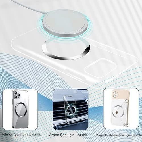 Power Metal Magsafe Halka Yüzük Ring iPhone 8 ve Üstü Model ile Uyumlu Gümüş 2'li Paket Lvrng2