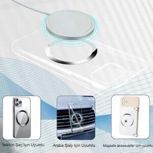 Power Metal Magsafe Halka Yüzük Ring iPhone 8 ve Üstü Model ile Uyumlu Gümüş 2'li Paket Lvrng2