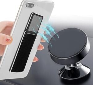 Spelt Manyetik Lastikli Kılıf Bandı Kayışlı Kılıf Askı Telefon Tutucu Yatay Dikey Stand Siyah