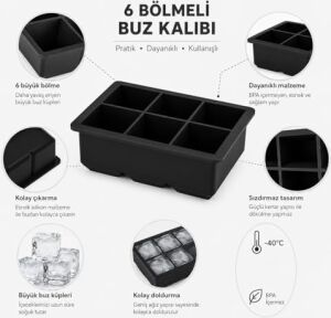 Kare Buz Kalıbı | Çok Amaçlı Buz Küpü Kalıbı | | Kare Buz Küpü Kasesi 6 Bölmeli | Kolay Serbest Bırakma Kahve Ev Yapımı Dondurucu Için Buz Kalıpları (1 Adet)