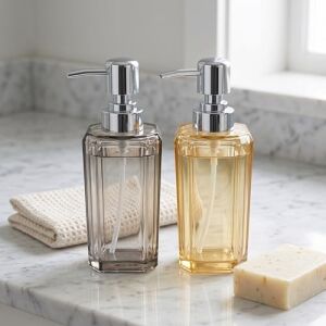 1 Adet Premium Akrilik Sıvı Sabunluk - Kristal Kesim Şık Banyo ve Mutfak Sabunluğu (Asorti Renk/model Gönderimi) (Uzun Model)