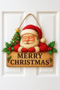 Noel Babalı Ahşap Kapı Yılbaşı Kapı Yılbaşı Süsü, Noel Kapı Süsü (30-20 Cm)