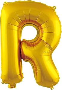 R Harfi 16 Inç Gold Renk Folyo Balon 36 cm (Altın)