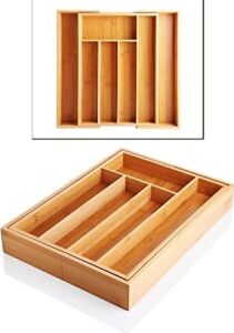7 Bölmeli Bambu Kaşıklık Antibakteriel Çekmece Içi Düzenleyici Organizer