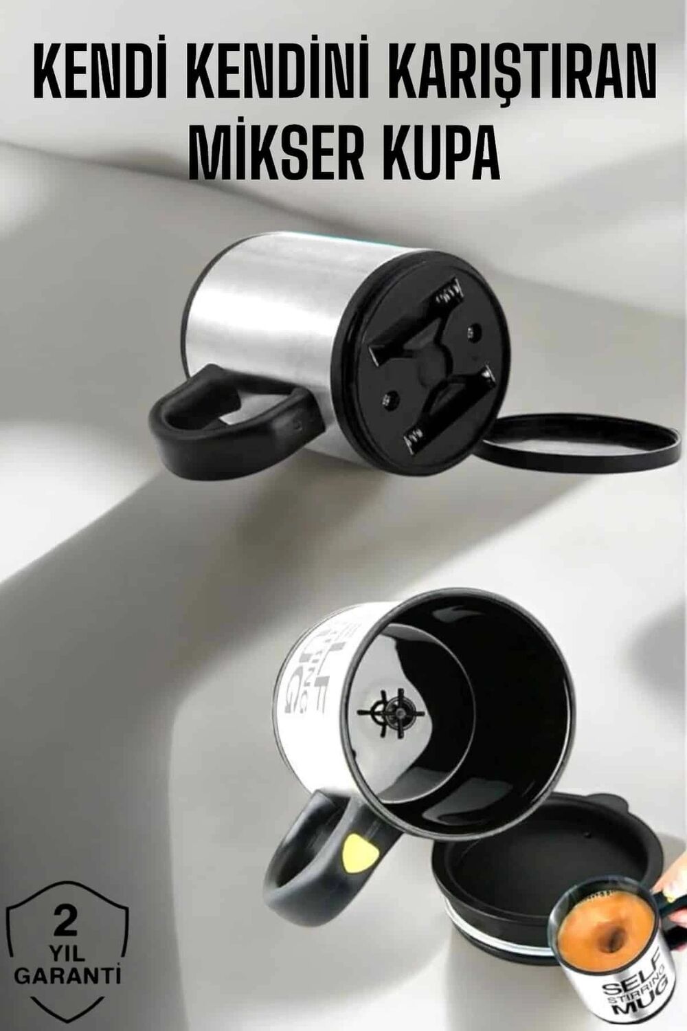 Yazılı Mug Kupa Karıştırıcı Özelliği ve Paslanmaz Çelik