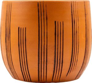 Bitki Tasarımı Ev Dekorasyon Aksesuar Dik Çizgi Desenli Toprak Saksı Saksılık Salon Çiçeklik - 19 cm