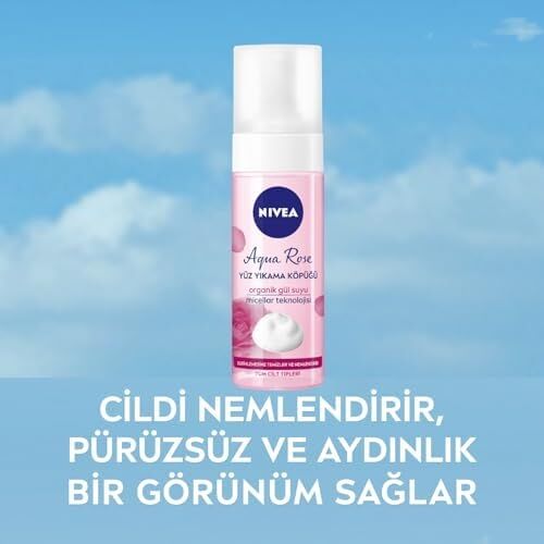 Aqua Rose Organik Gül Suyu Içeren Yüz Yıkama Köpüğü 150ML, Nemlendirici, Yüz Temizleyici, Micellar