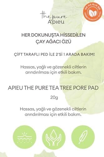 A'pıeu Yağlama ve Sivilcelenme Eğilimli Ciltler Için Gözenek Bakım Pedi A'pıeu The Pure Tea Tree Pore Pad