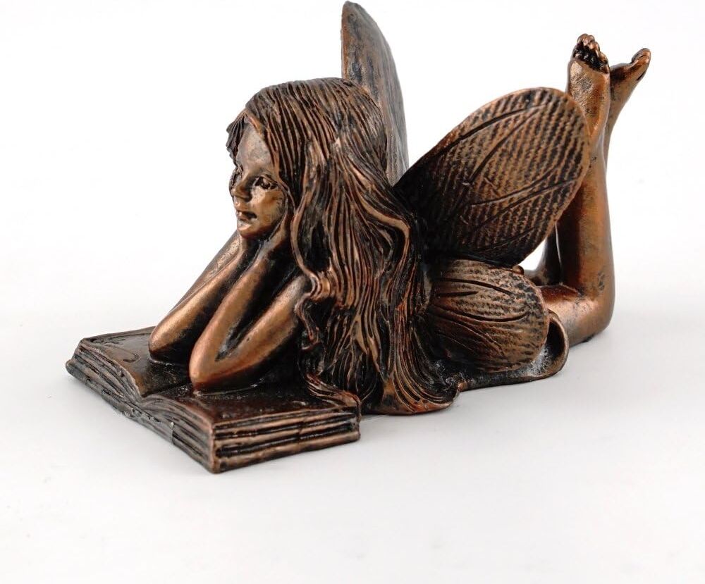 Top Collection 4386 Minyatür Bahçe ve Teraryum Peri Okuma Heykeli, Küçük, Bronz