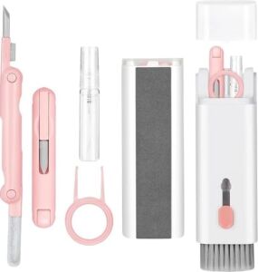 Jouis 7'si 1 Arada Elektronik Temizleme Kiti, Klavye Temizleyici, Dizüstü Bilgisayar Temizleme Kiti Monitör, Cep Telefonu, Bluetooth, Kulaklık, Lego, Airpods, Dizüstü Bilgisayar Kamera (Pembe)