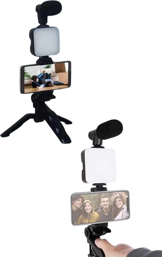 Video Making Kit Telefon Tutucu Vlog Video Mini LED Işıklı