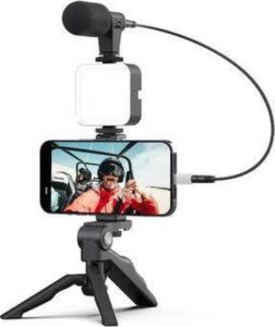 Video Making Kit Telefon Tutucu Vlog Video Mini LED Işıklı