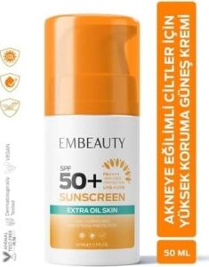 Embeauty Akne Eğilimli Ciltler Için Yüz Güneş Kremi SPF50+ 50 ml