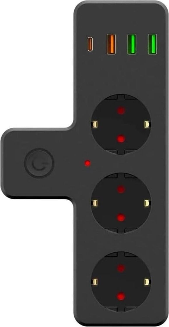 Yumurcak Shop Termal Akım Korumalı 3 Adet Soket,3 Adet USB ve 1 Adet Type-C Girişli 20W Priz Model 3397