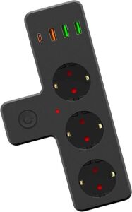 Yumurcak Shop Termal Akım Korumalı 3 Adet Soket,3 Adet USB ve 1 Adet Type-C Girişli 20W Priz Model 3397