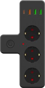 Yumurcak Shop Termal Akım Korumalı 3 Adet Soket,3 Adet USB ve 1 Adet Type-C Girişli 20W Priz Model 3397