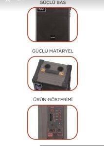 Çift Mikrofonlu Radyo Bluetooth Sd USB Taşınabilir Şarjlı Siyah Hoparlör 5 Saat Dinleme