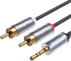 3.5mm Aux To 2 Rca Hi-Fi Ses Kablosu 5 Metre