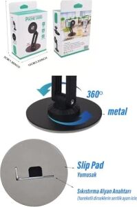 Masaüstü Telefon Tutucu Manyetik Mıknatıslı Metal Taban 360 Derece
