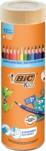 Bıc Kids Üçgen Boya Kalemi 13'lü Metal Tüp, Üçgen Tasarım, Kıymık Oluşturmaz, Çiğnemeye Karşı Dayanıklı