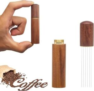 Xspring Espresso Kahve Karıştırıcı, Espresso Dağıtımı Için Profesyonel Kahve Karıştırma Wdt Aracı, El Tampers Karıştırma Aracı Doğal Ahşap Saplı Iğne Tipi Dağıtıcı