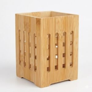 Bambu Kaşıklık, Mutfak Tezgahı Düzenleyici, Doğal Ahşap, 10X10X14 cm