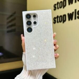 S24 Ultra ve S25 Ultra Uyumlu Kılıf Taşlı Star Glitter Silikon Kılıf (Beyaz)