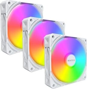E28 Argb 120 mm Kasa Fanı, Gelişmiş Soğutma Verimliliği Için 28 mm Kalınlığında Fan, Pwm 4 Pimli, Fdb Rulman, Sessiz Düşük Gürültü, 2000 Rpm, Aıo Uyumlu (Beyaz, 3'ü 1 Arada Paket)