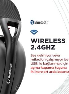 Crack H11 Siyah Wireless 2.4g+ Bluetooth Mikrofonlu Oyuncu Kulaklığı