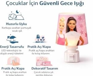 Çocuk Gece Lambası Ledli Fişli Pembe Dekoratif Lamba Sıcak Işık Aç/kapa