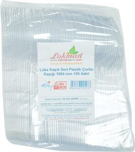 Lokmanavm Lüks Kaşık Sert Plastik Çorba Kaşığı 1654 mm Şeffaf 100 Adet 1 Paket