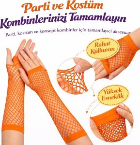 Retro Turuncu File Parmaksız Eldiven 26 cm