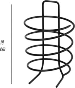 19 cm Metal Saç Kurutma Makinesi Standı – Spiral Tasarımlı Masaüstü ve Duvar Tipi Fön Makinesi Tutucu