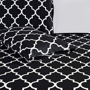 Elegant Comfort Lüks Yumuşak Yatak Çarşafları Dört Yapraklı Desenli 1500 Iplik Sayısı Perkal Mısır Kalitesinde Yumuşaklık Kırışma ve Solmaya Karşı Dayanıklı (6 Parça) Yatak Seti, King, Siyah