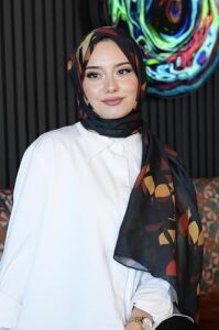 Yaprak Desen Koyu Yeşil Soft Pamuk Şal Kiremit