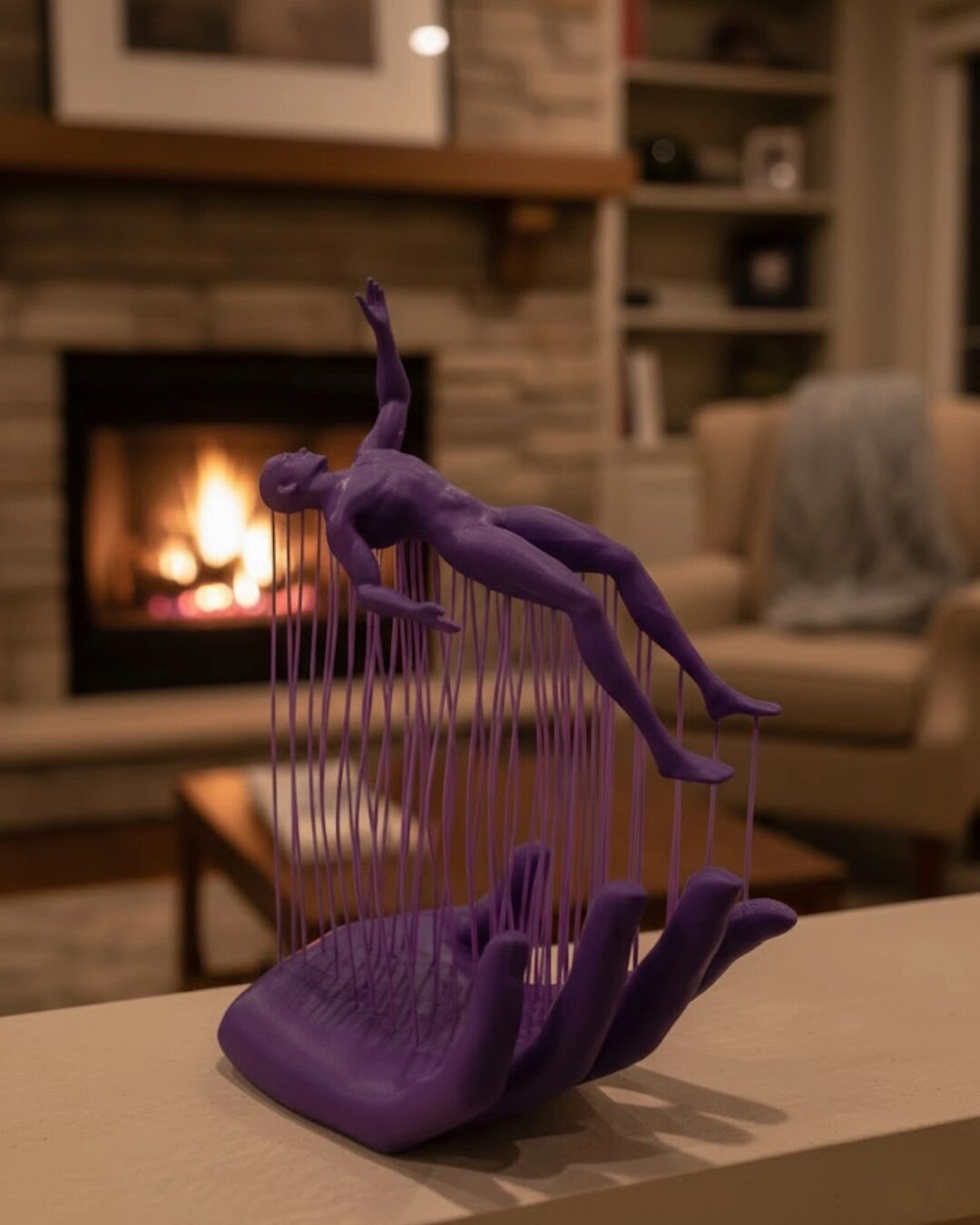 3D El Insan Figürü Mor Modern Masa Üstü Ev ve Ofis Dekoru