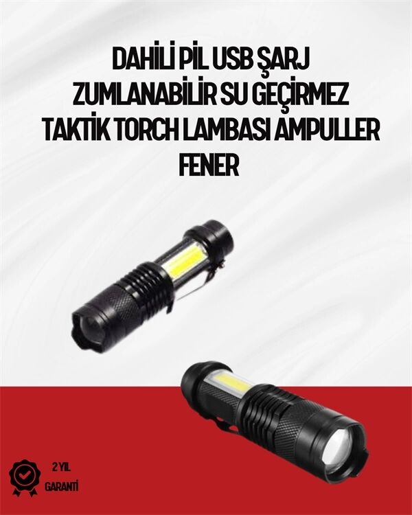 Mini Boy LED El Feneri - 2000 Lümen, Su Geçirmez Tasarım